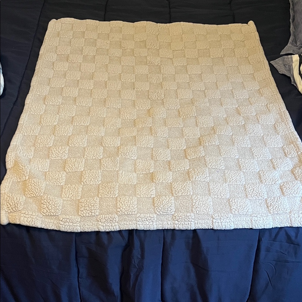 Cozy Cream Checkered Blanket